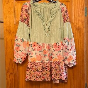 Floral Patchwork Boho Dress